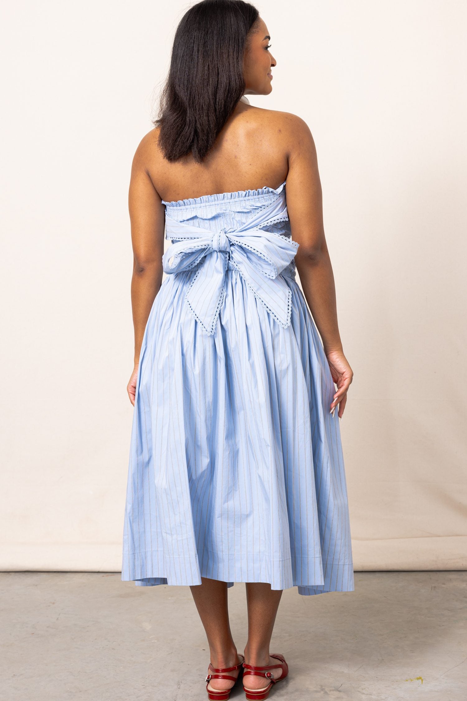 The Selma Smocked Midi Stripe Dress