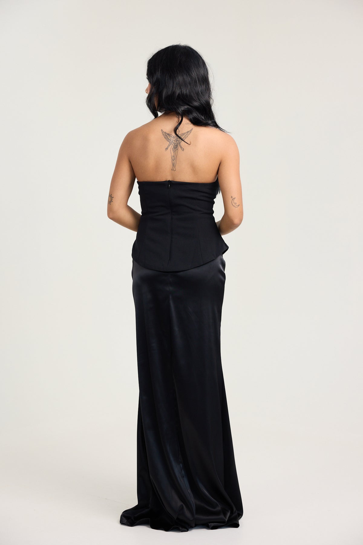 Lulu's Natalia Strapless Mixed Material Maxi