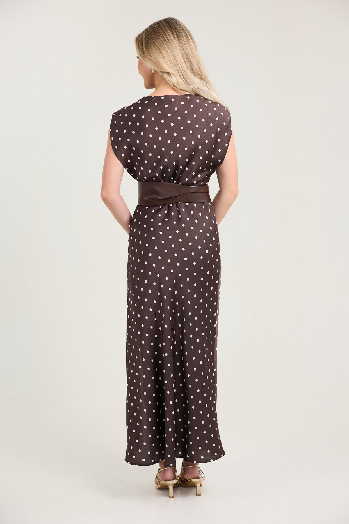 THML Cowl Neck Polka Dot Dress