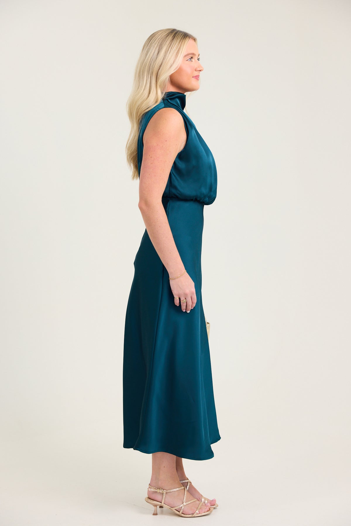 Lulu's Dublin Asymmetrical Neck Midi Dress