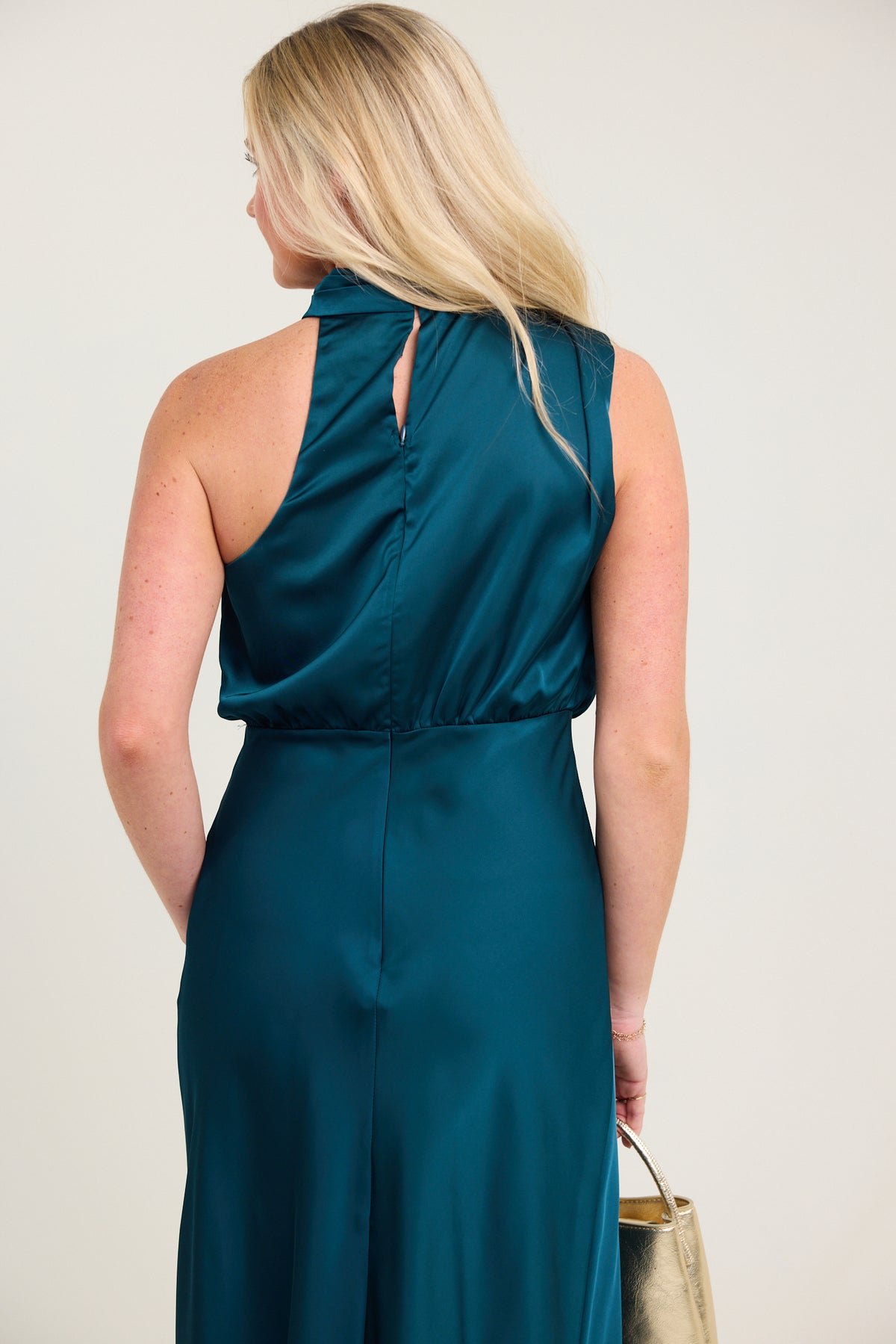 Lulu's Dublin Asymmetrical Neck Midi Dress