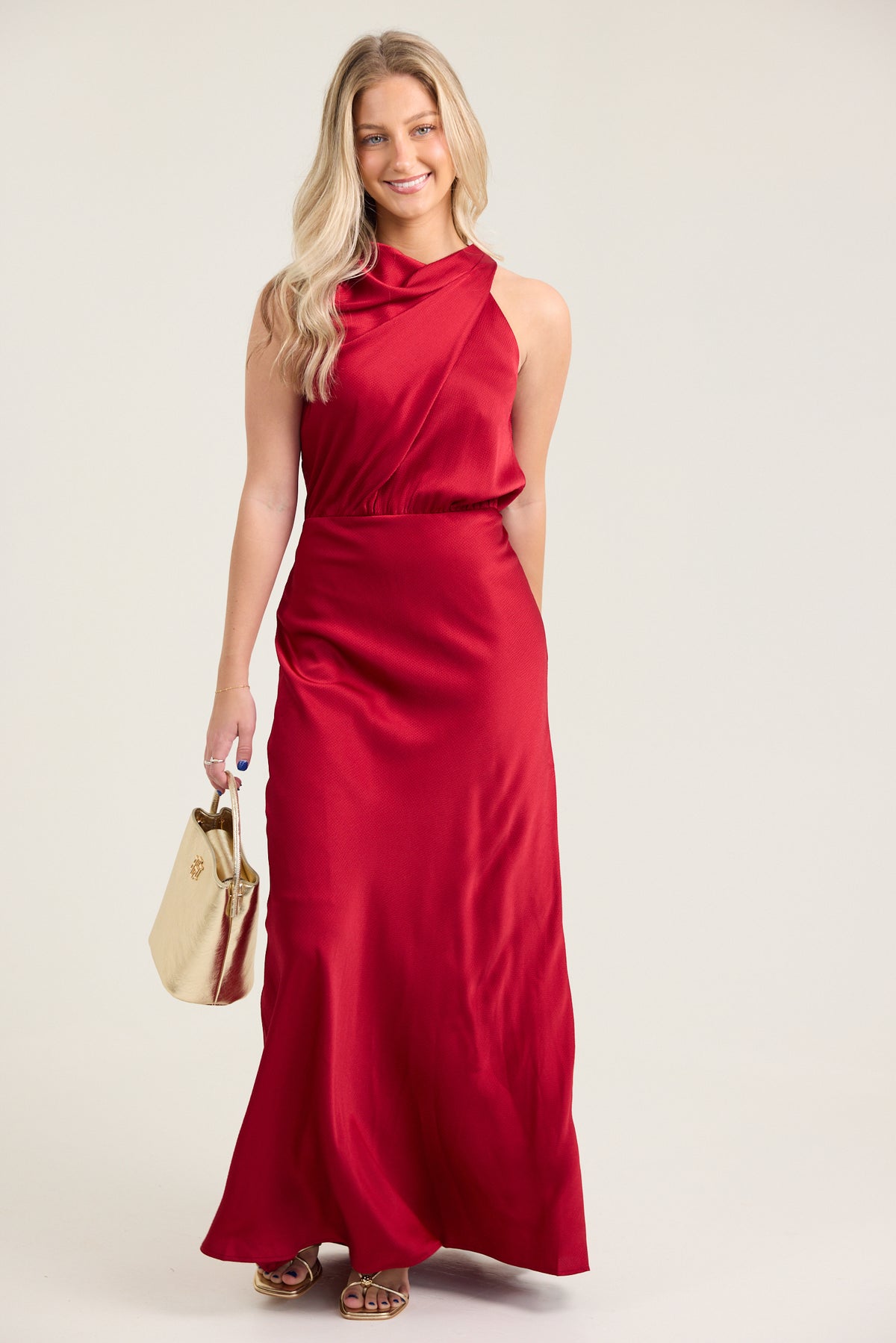 The Kate Cowl Drape Asymmetrical Maxi Dress