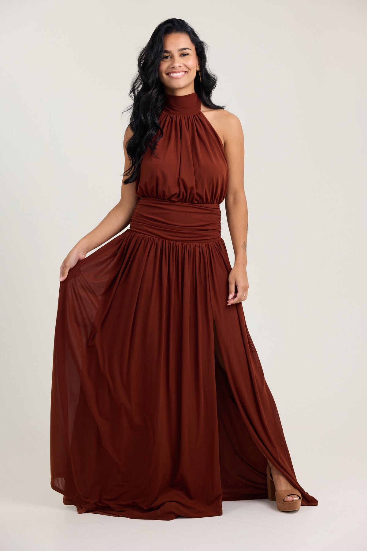 Lulu's Lavina Halter Maxi Dress