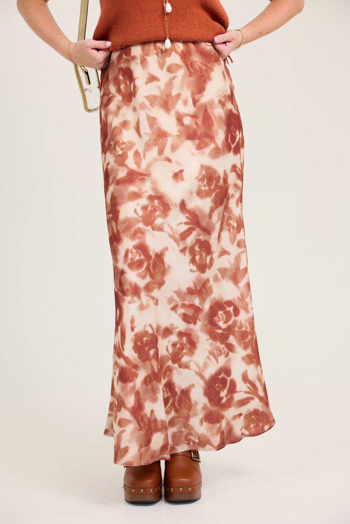 The Piper Printed Satin Bias Maxi Skirt