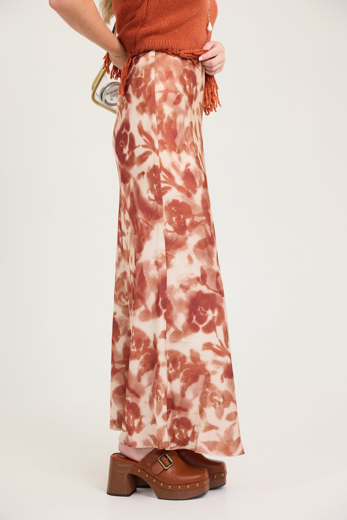 The Piper Printed Satin Bias Maxi Skirt