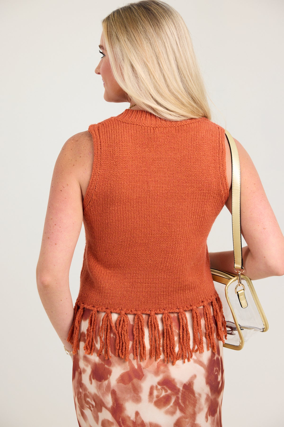 The Solene Sweater Vest w/ Fringe Bottom Detail