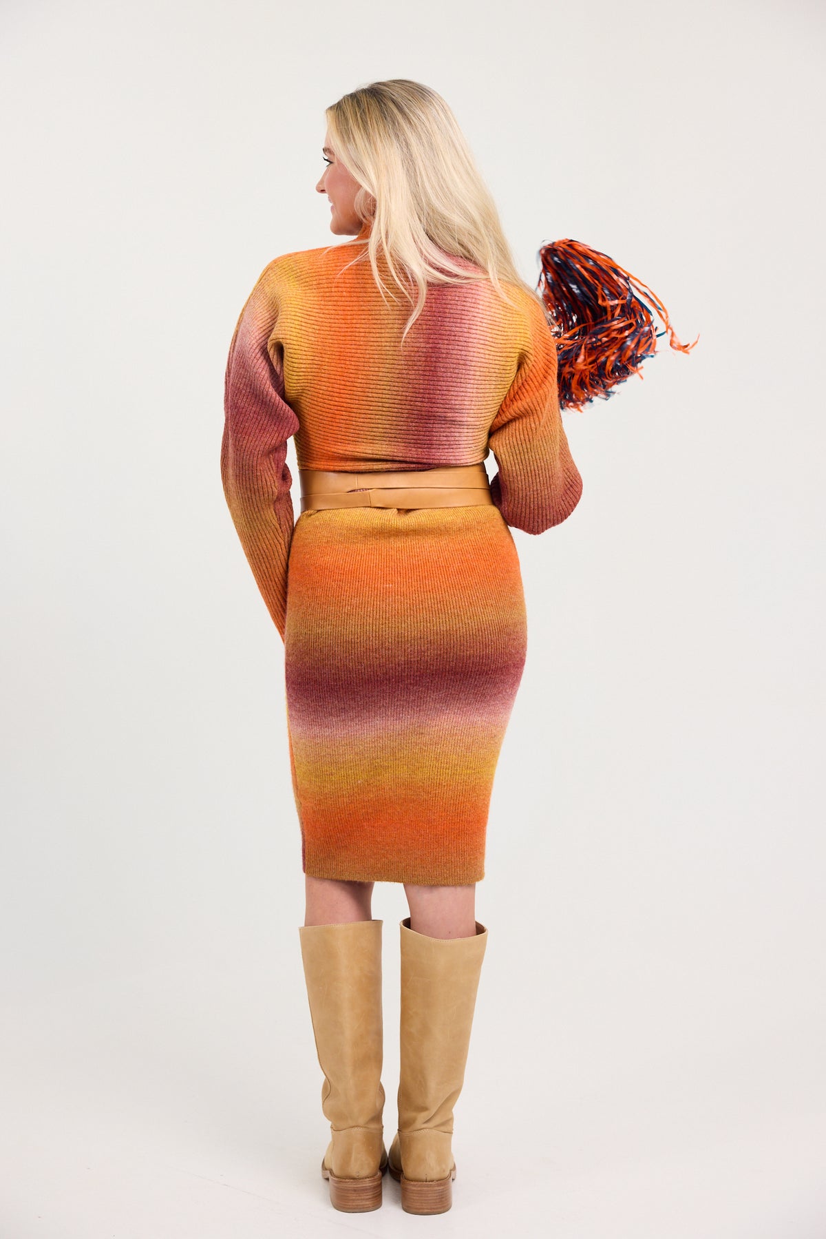 The Mia Ombre Dolma Sleeve Knit Midi Dress