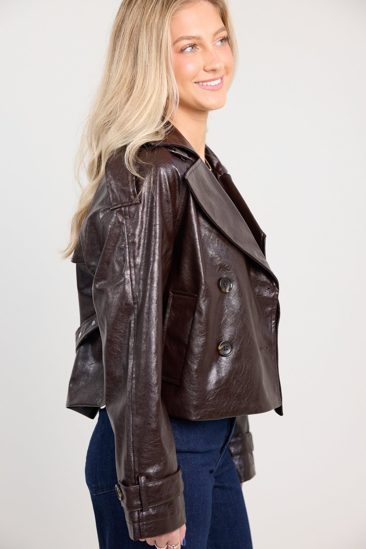 Habitual Textured Vegan Leather Trench