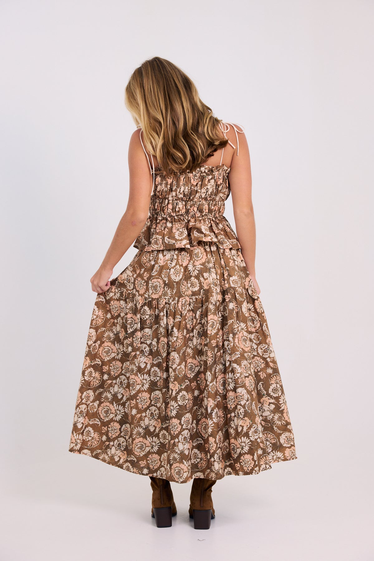 The Petra Printed Tiered Midi Skirt