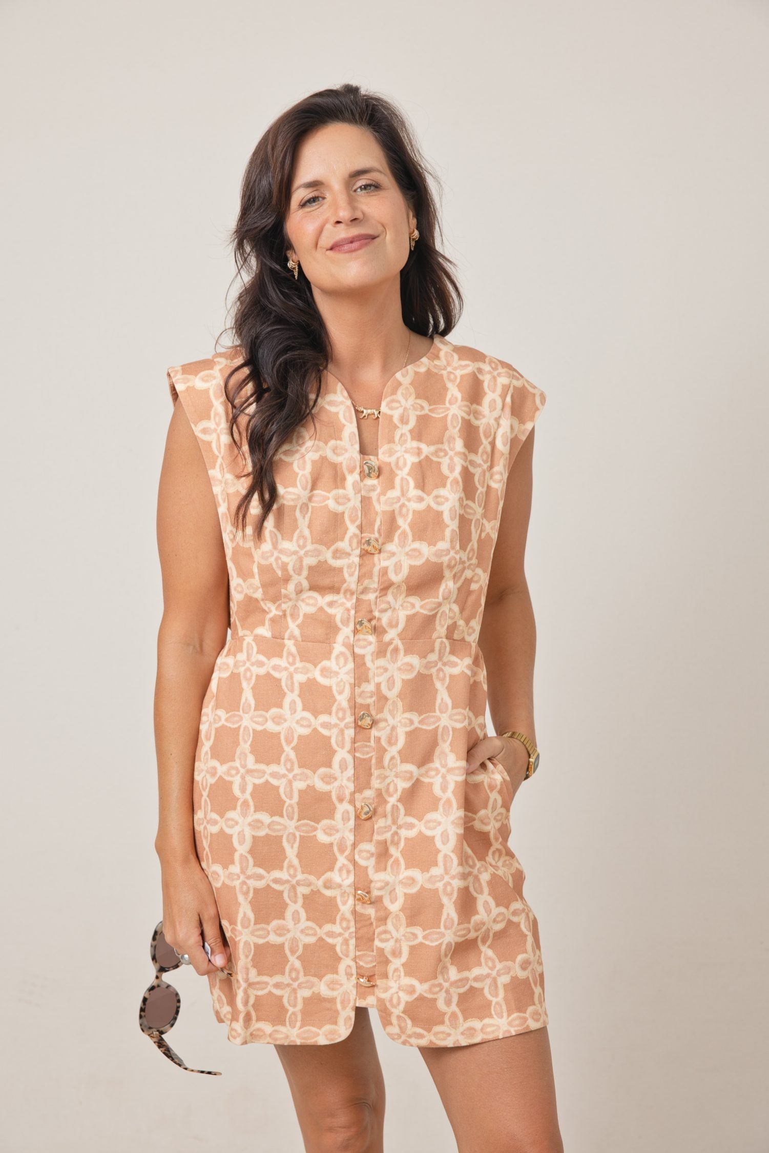 The Chic Chainlink Print Sleeveless Mini Dress