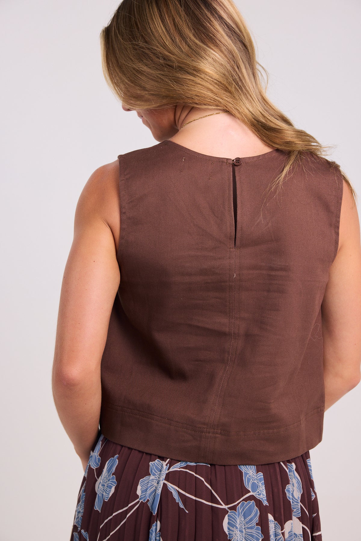 KARLIE Denim Scoop Tank