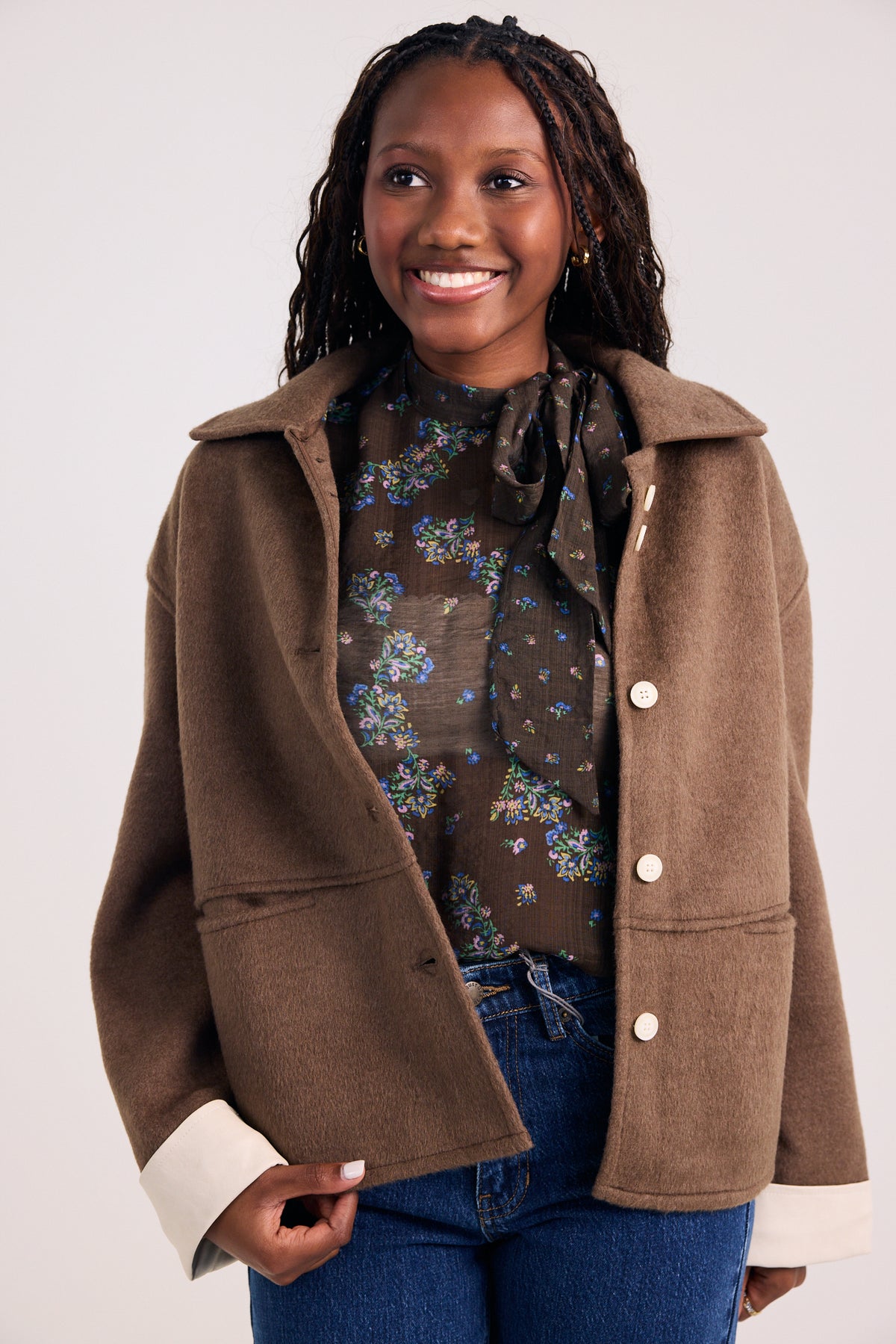 The Savannah Sleeve Cuff Contrast Coat