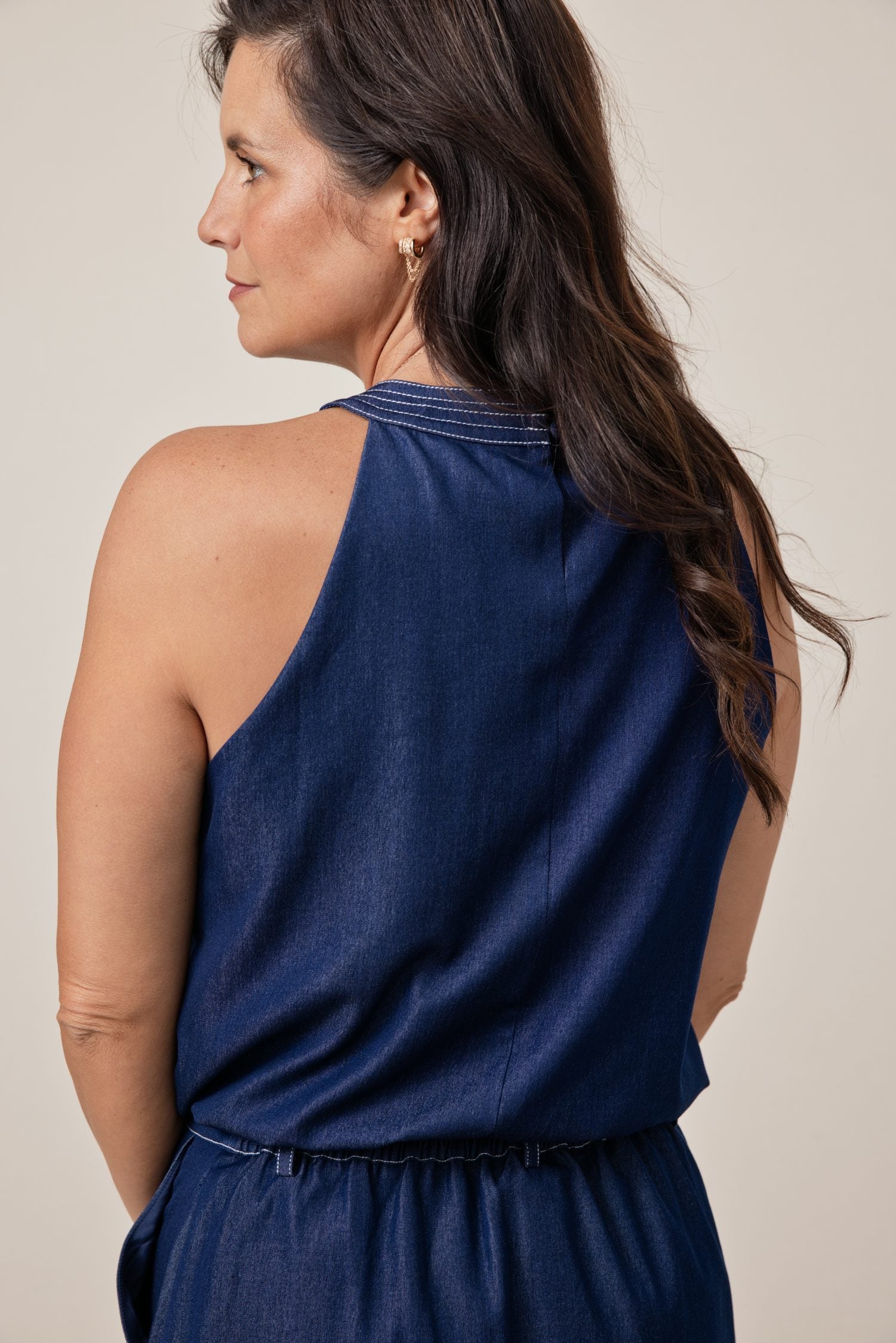 The Zenia Topstitched Halter Top