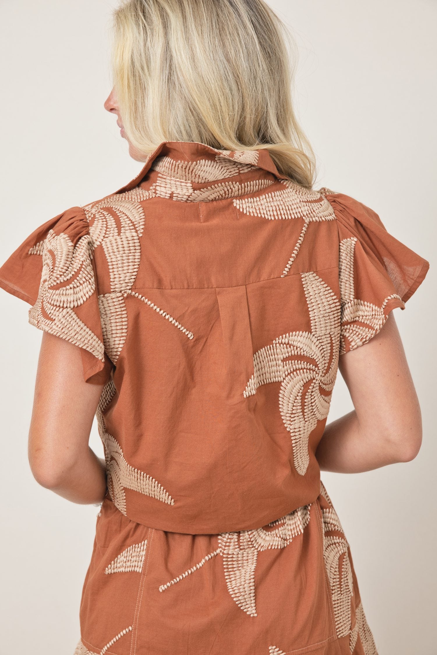 The Renna Button Down Front Tie Shirt