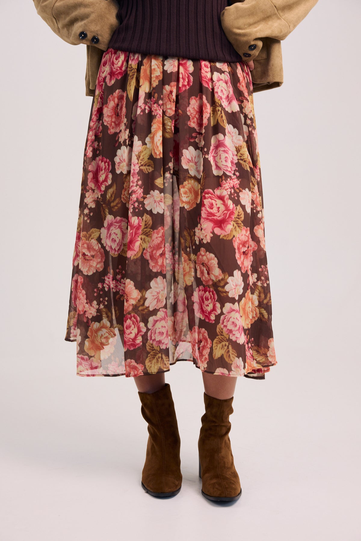 The Mary Floral Flowy Midi Skirt