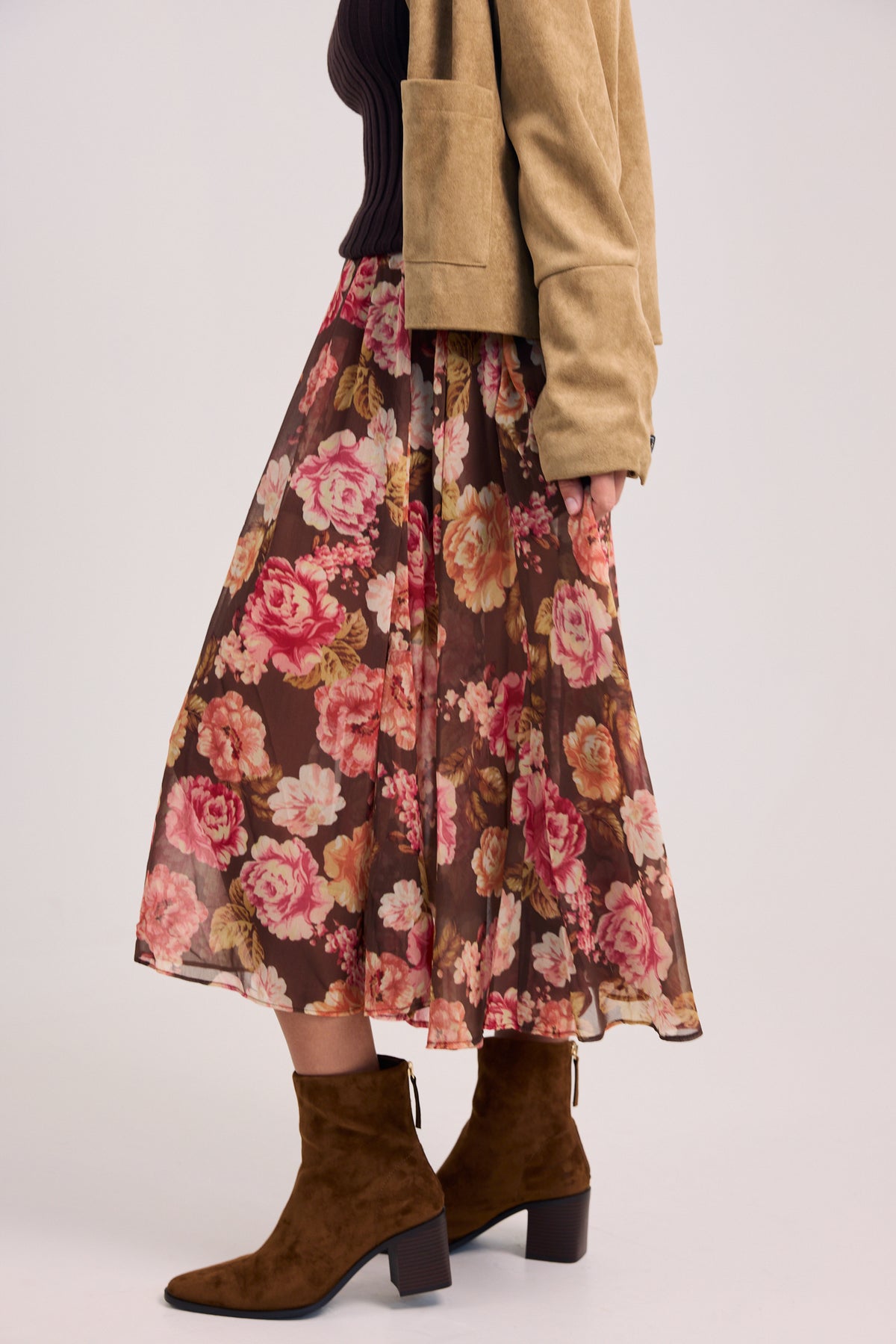 The Mary Floral Flowy Midi Skirt