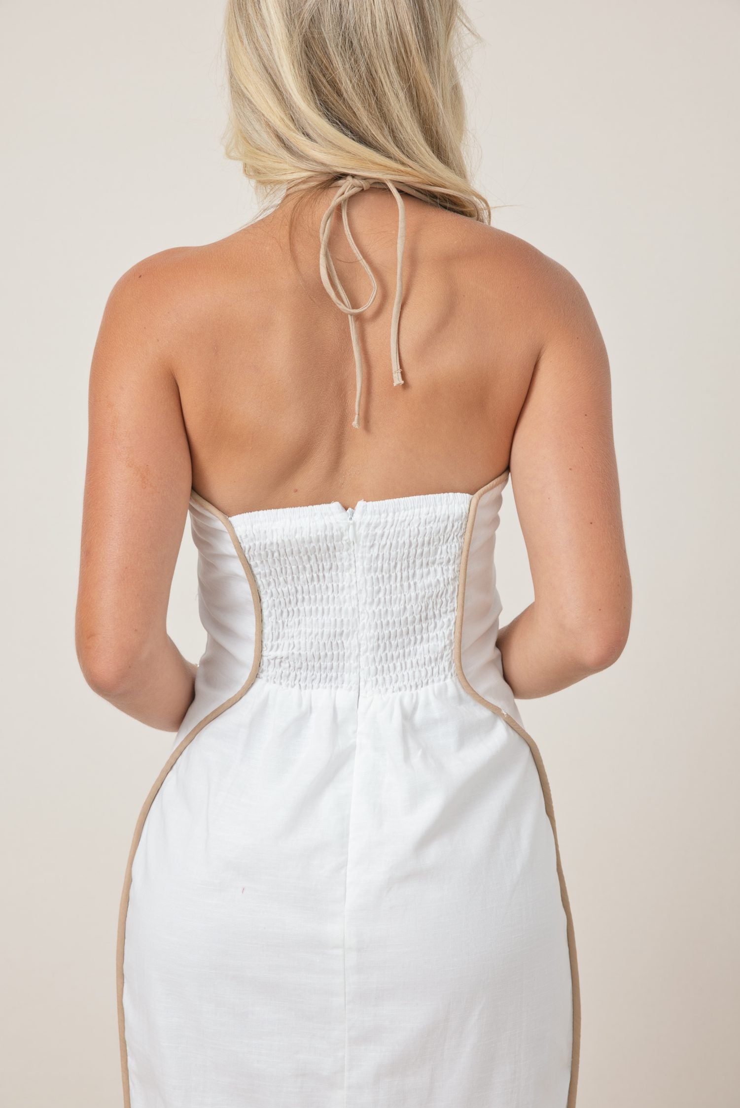 The Halle Halter Neck Cutout Midi Dress