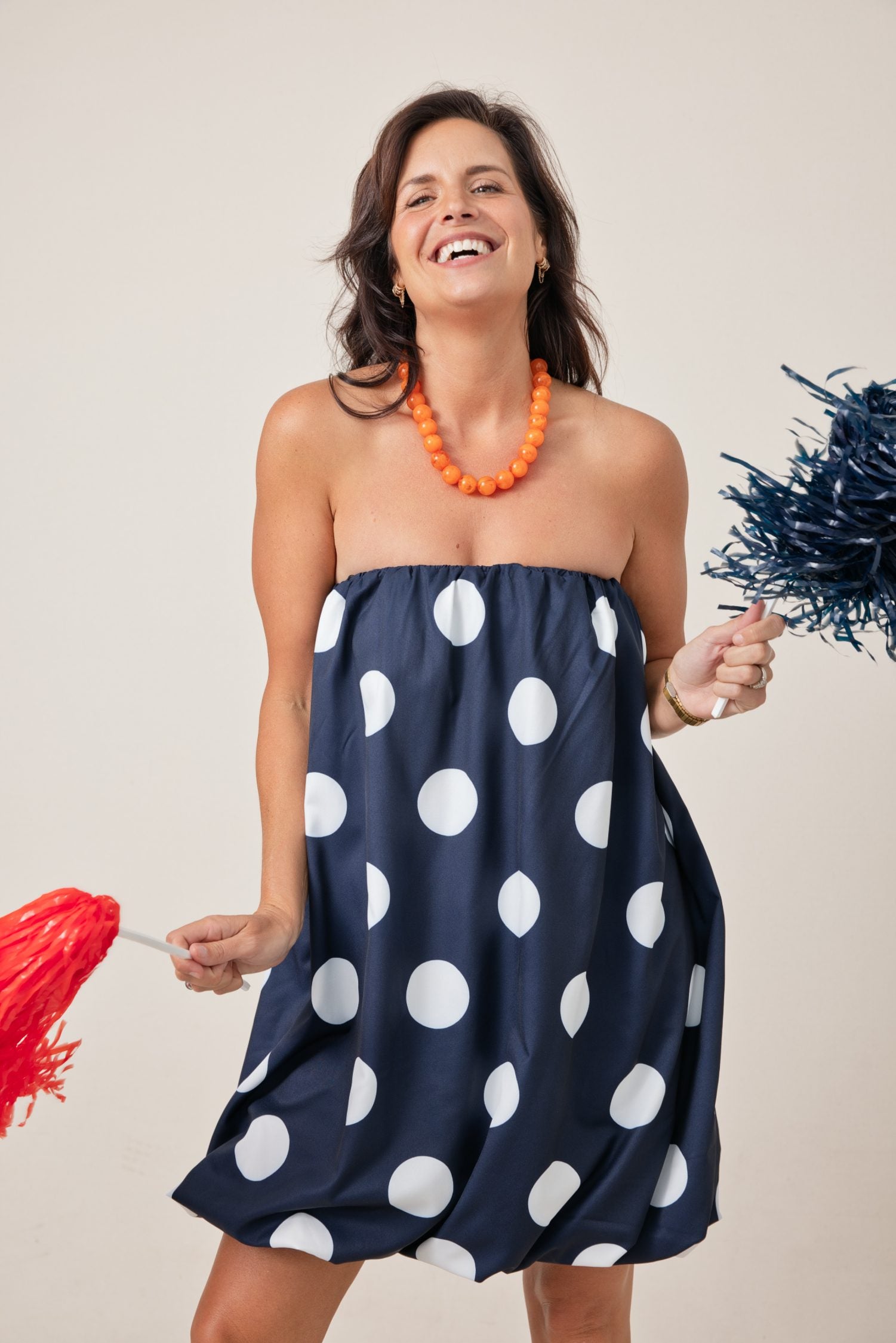 The Pop of Polka Dot Strapless Tube Balloon Dress