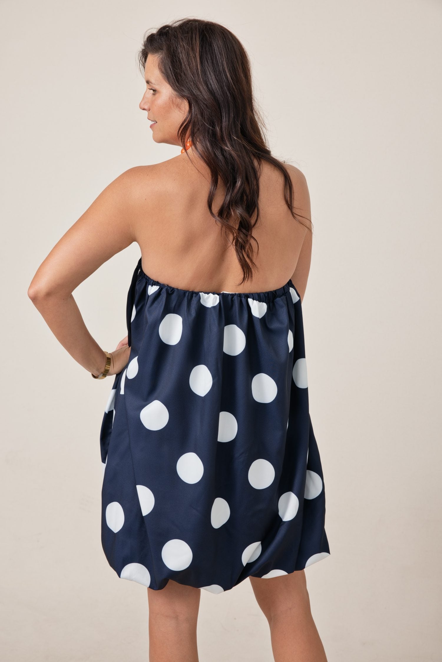 The Pop of Polka Dot Strapless Tube Balloon Dress