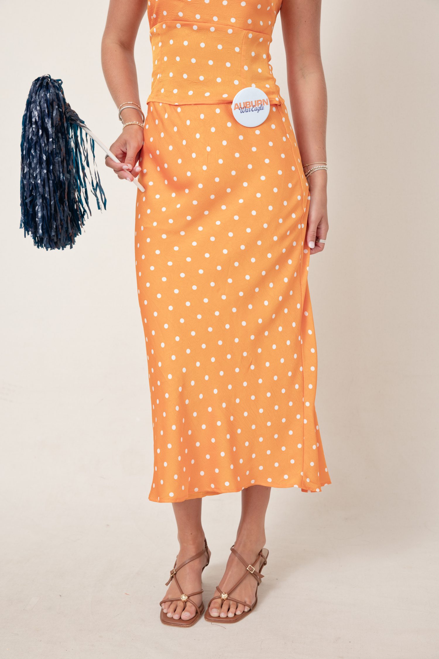 The Annie Polka Dot Mid Rise Maxi Skirt