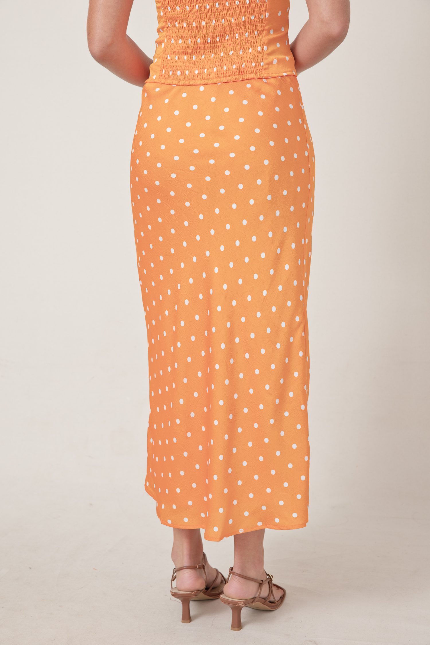 The Annie Polka Dot Mid Rise Maxi Skirt