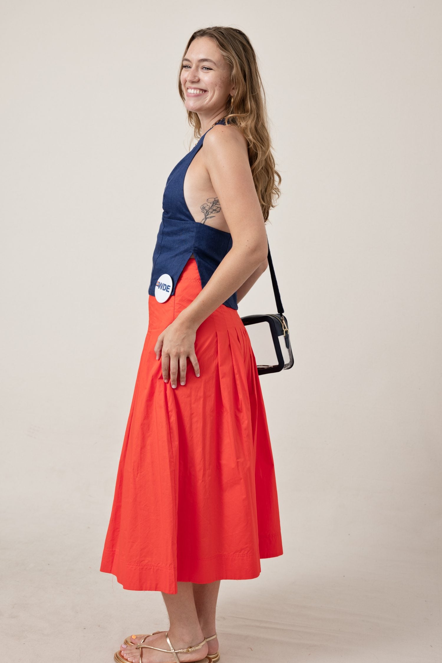 The Remi Poplin Box Pleated Midi Skirt