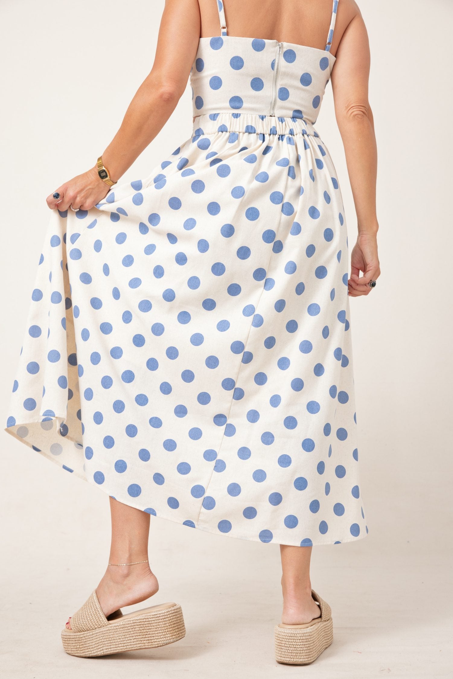 The Prim & Proper Polka Dot Crop Top And Midi Skirt Set