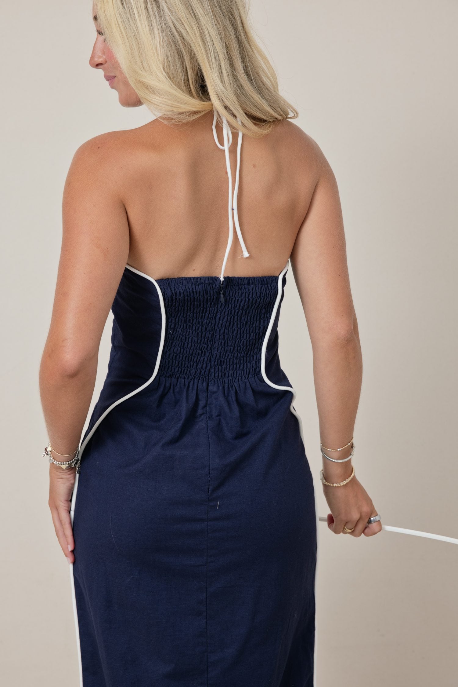 The Halle Halter Neck Cutout Midi Dress