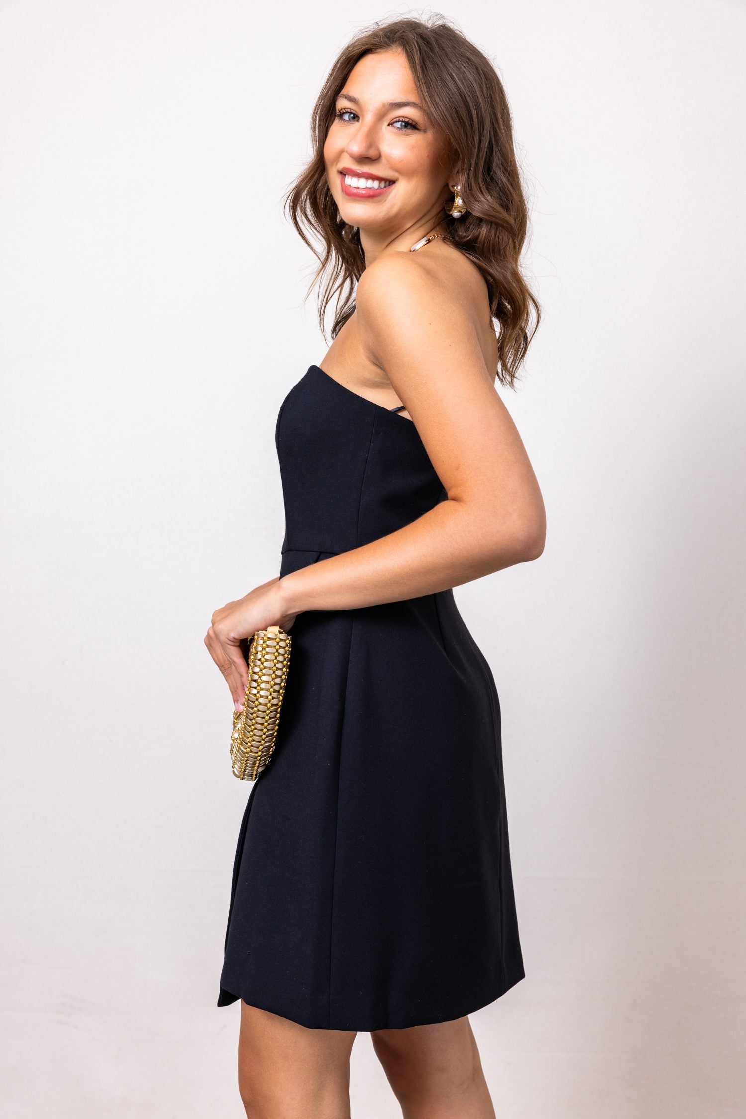 French Connection Whisper Strapless Slit Mini Dress