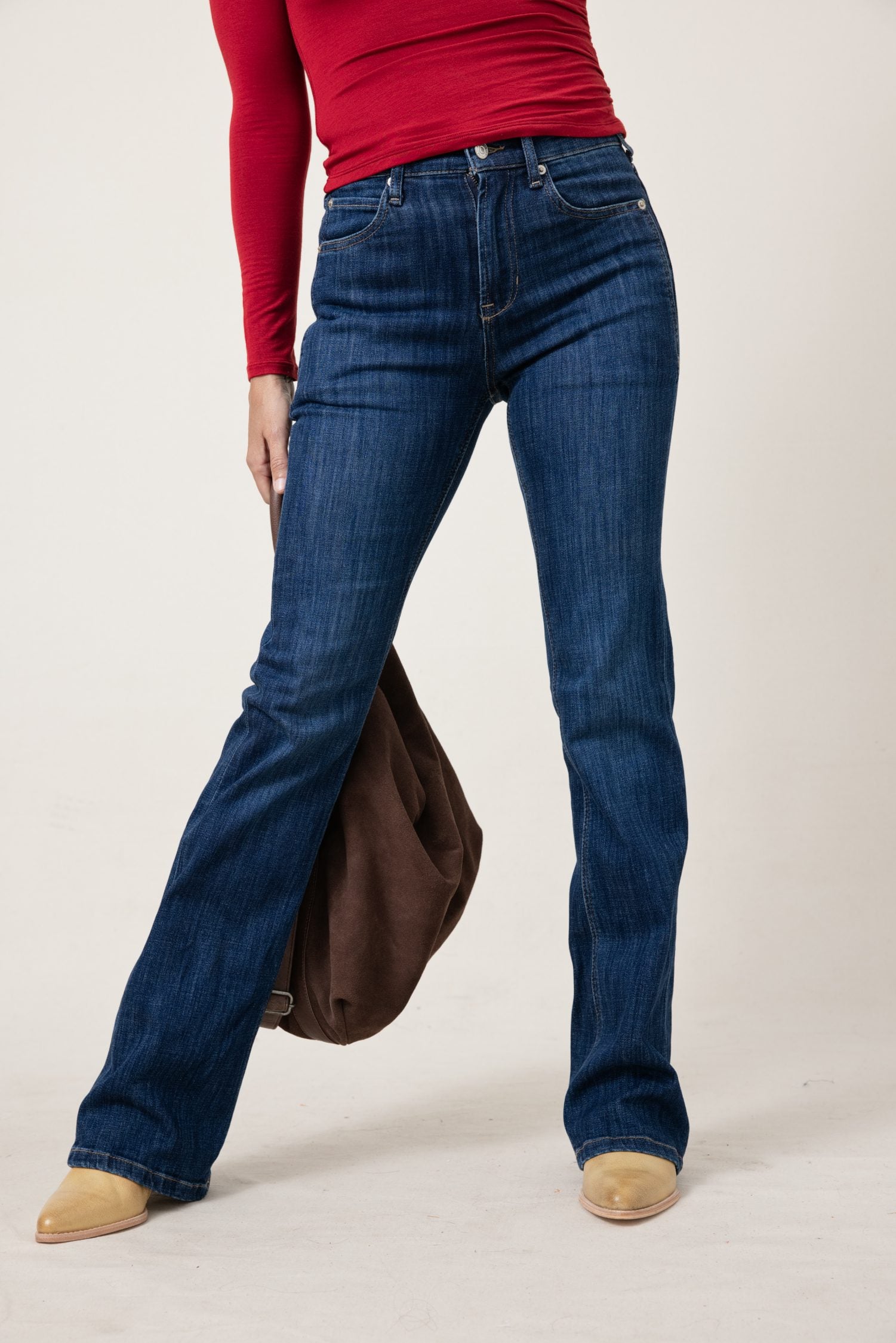 Free People Double Knot High-Rise Straight Bootcut Jeans