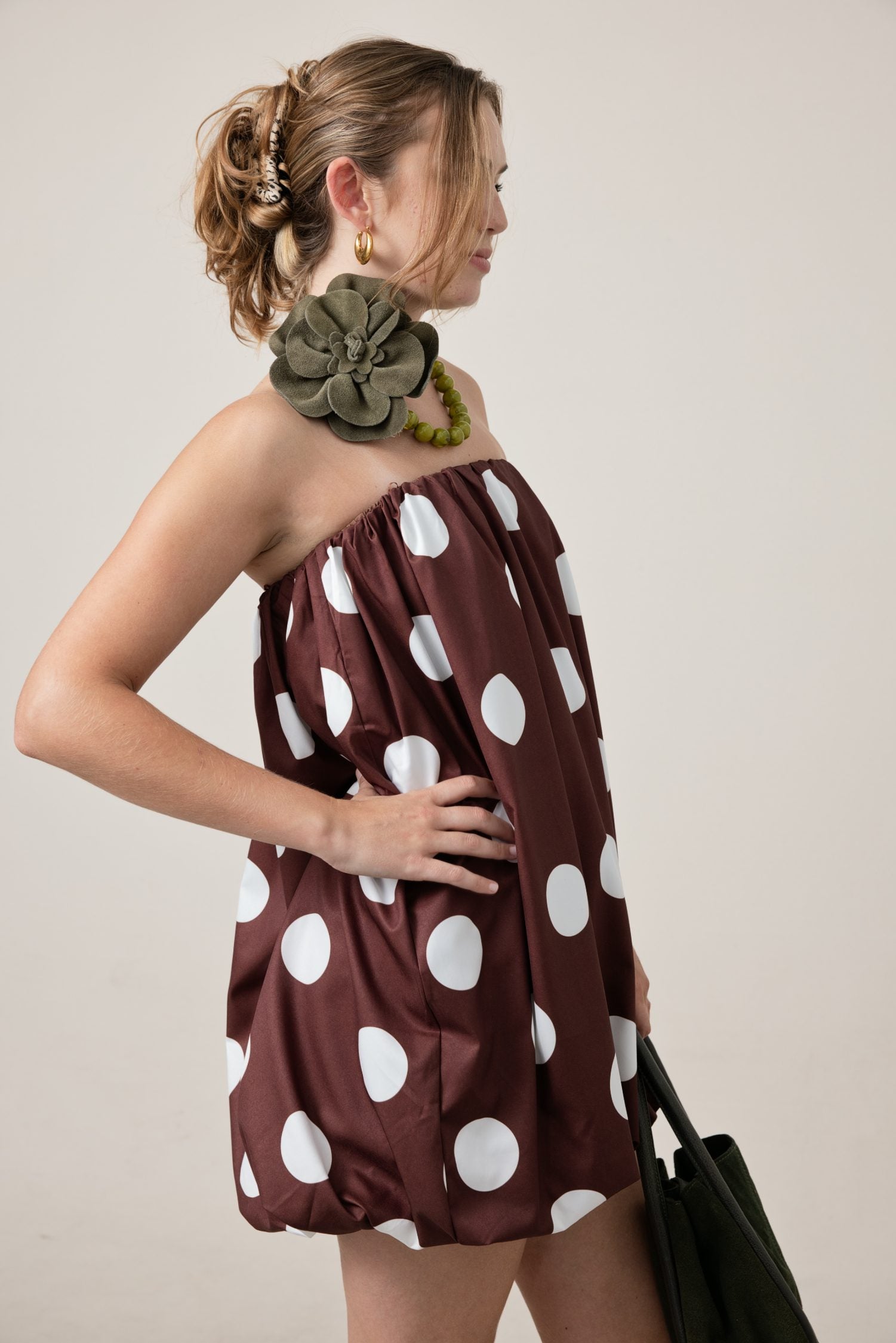 The Pop of Polka Dot Strapless Tube Balloon Dress