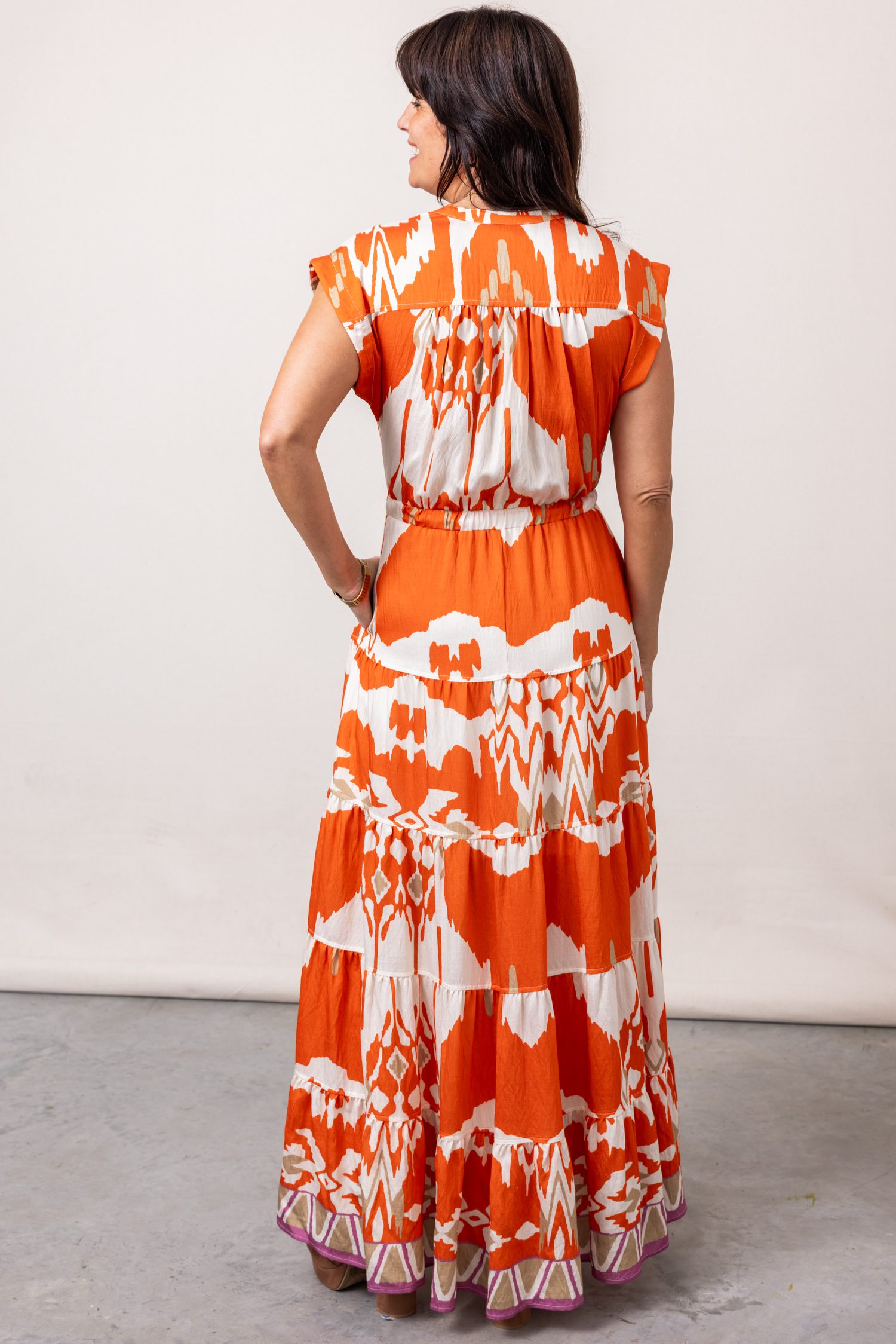 The Georgia Geometric Pattern Tiered Maxi Dress