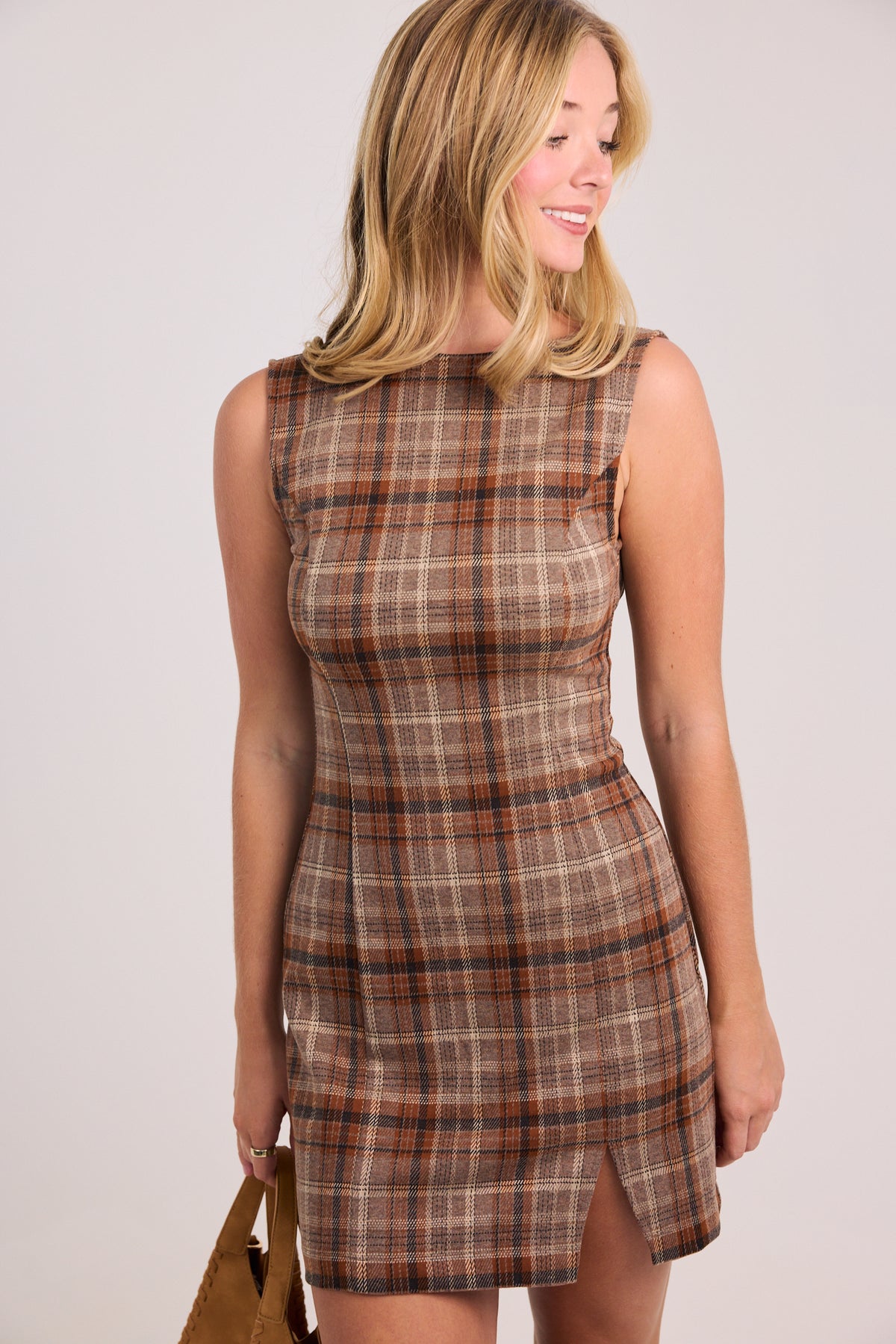 The Blair Plaid Mini Dress w/ Low Back