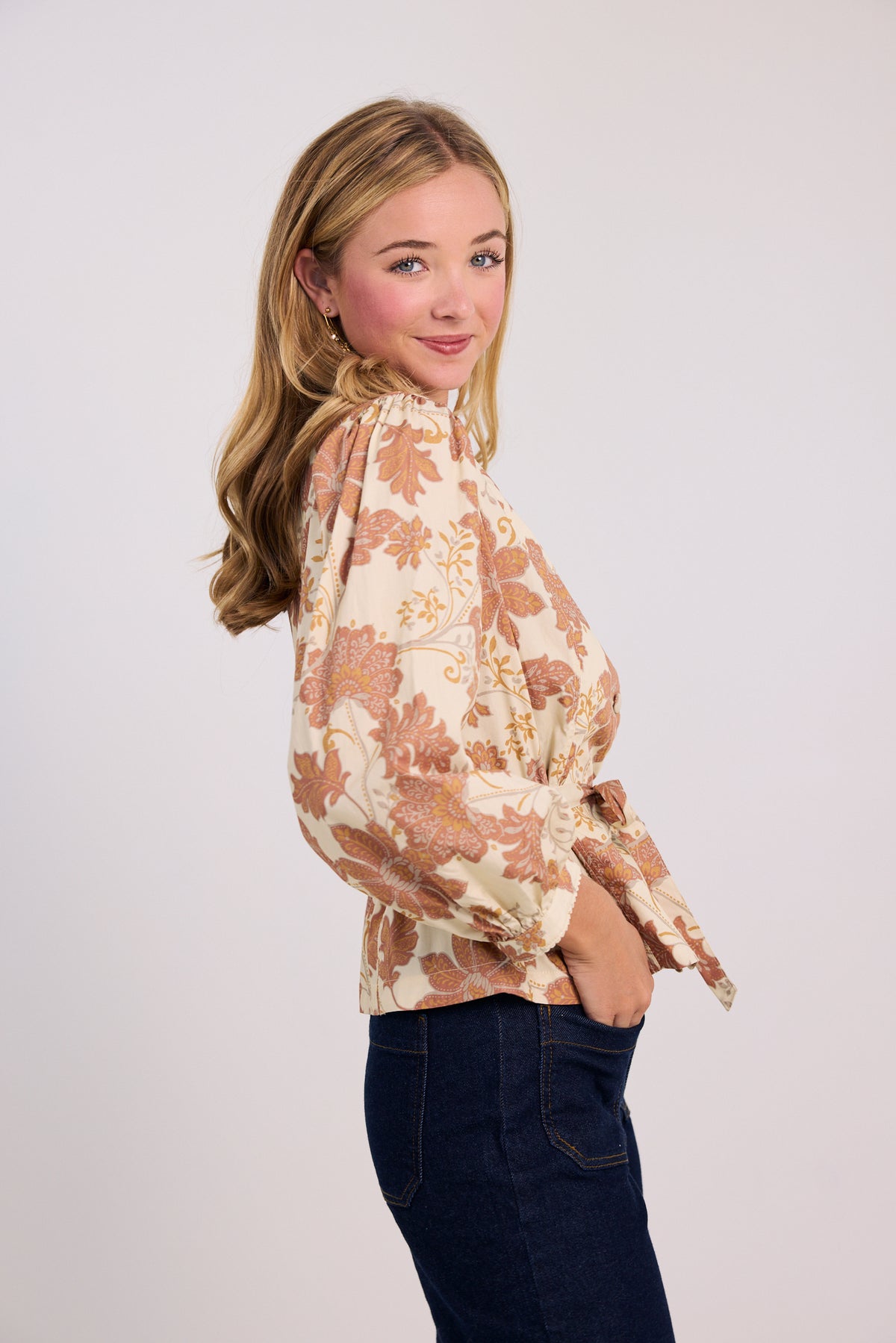 The Lydia Floral Tie Waist Blouse