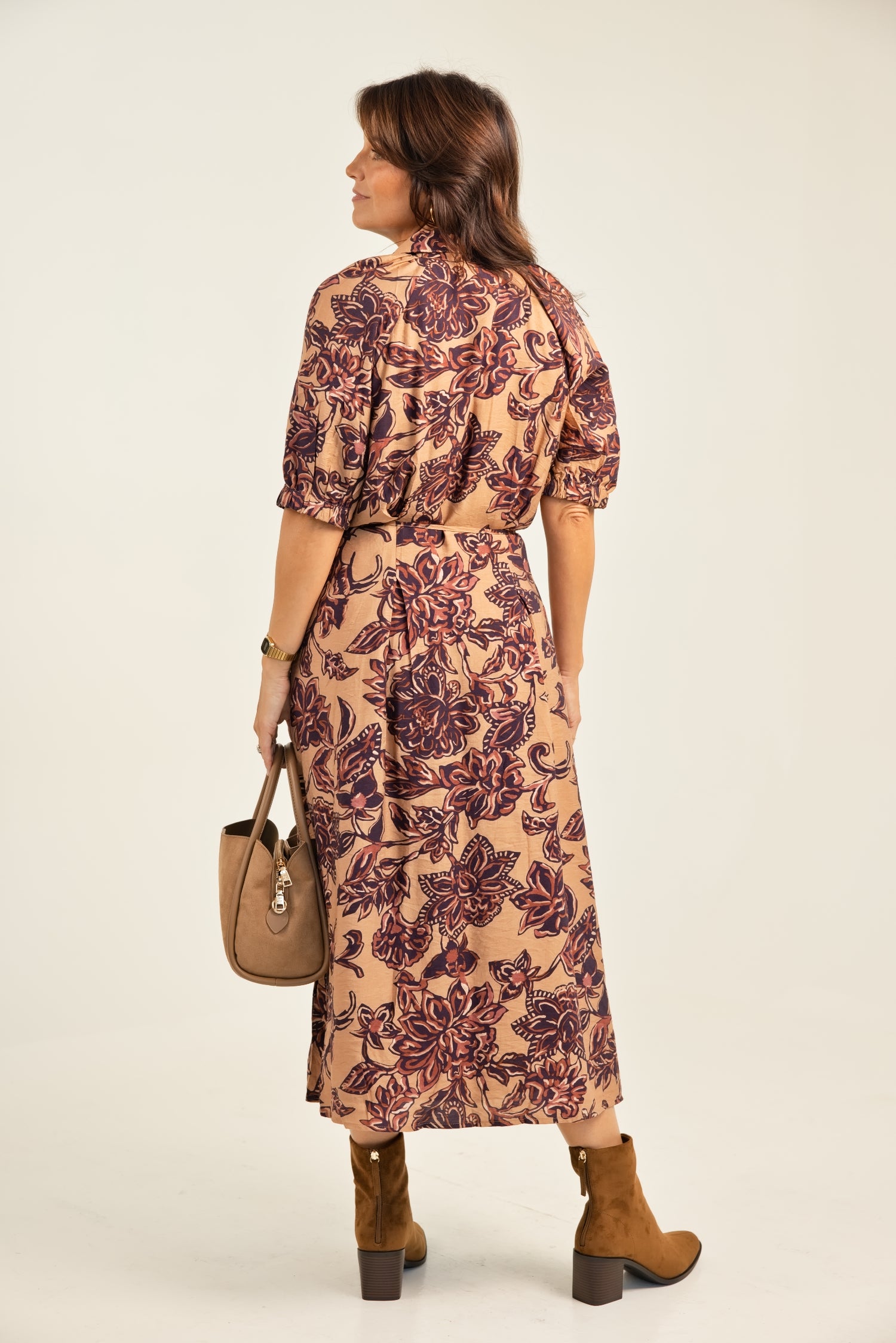 THML Tie Waist Flower Print Dress