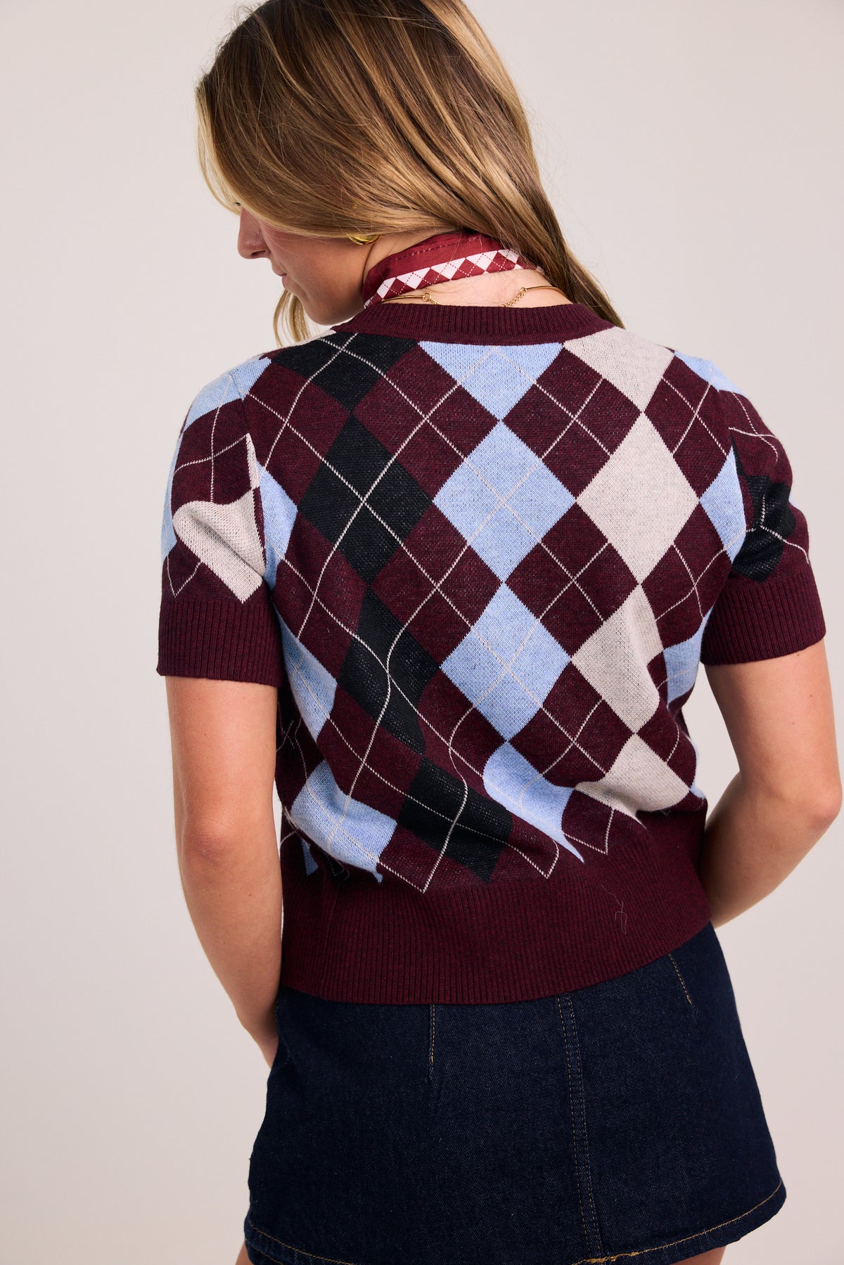 Lucy Paris Bria Argyle Knit Top