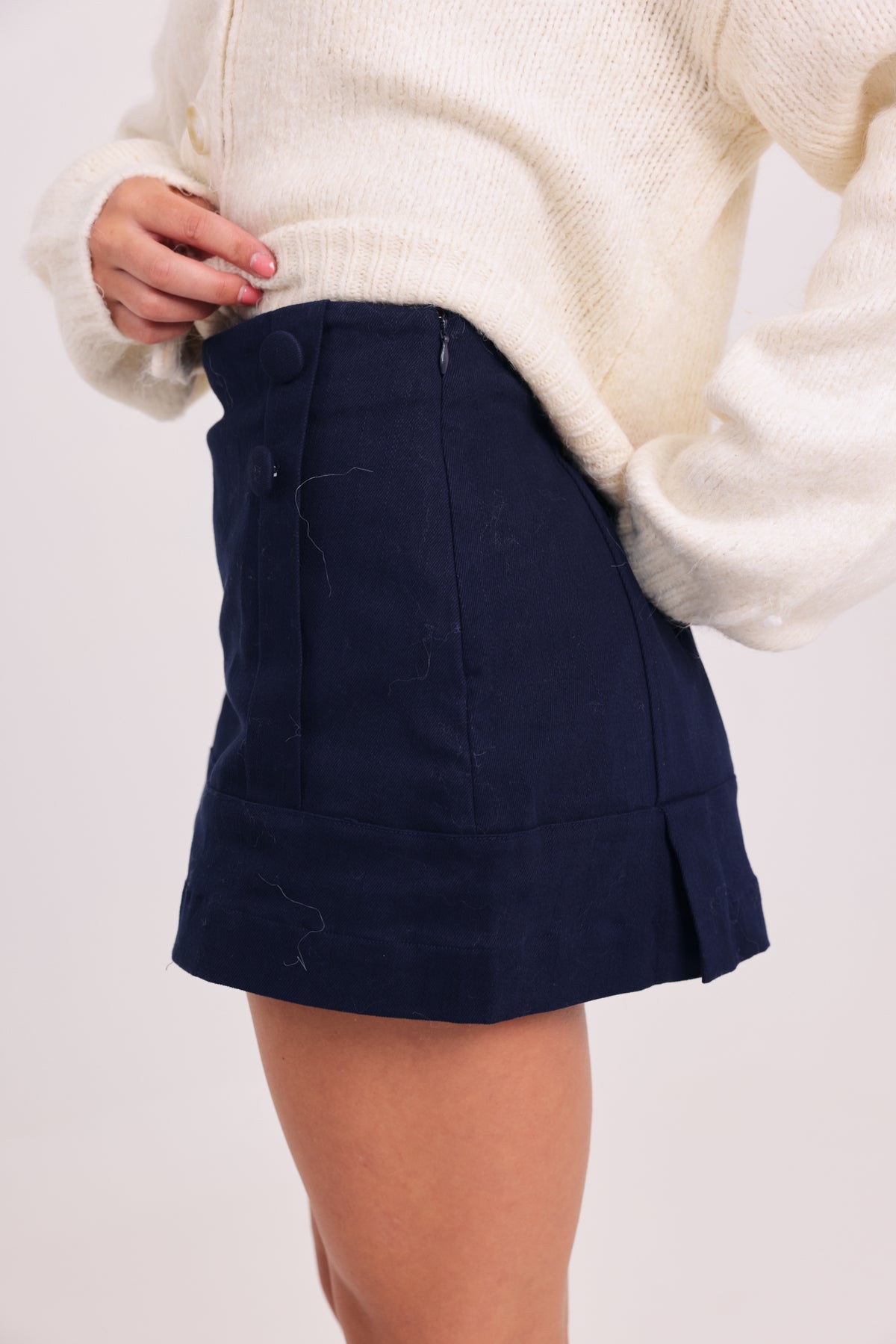 The Sailor Twill Skort w/ Buttons Navy