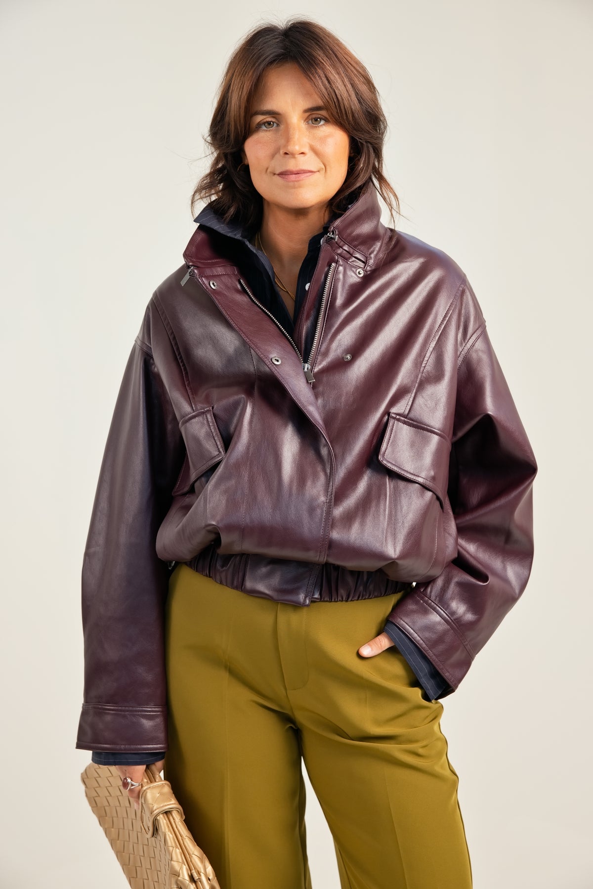 Habitual Vegan Leather Funnel Jacket
