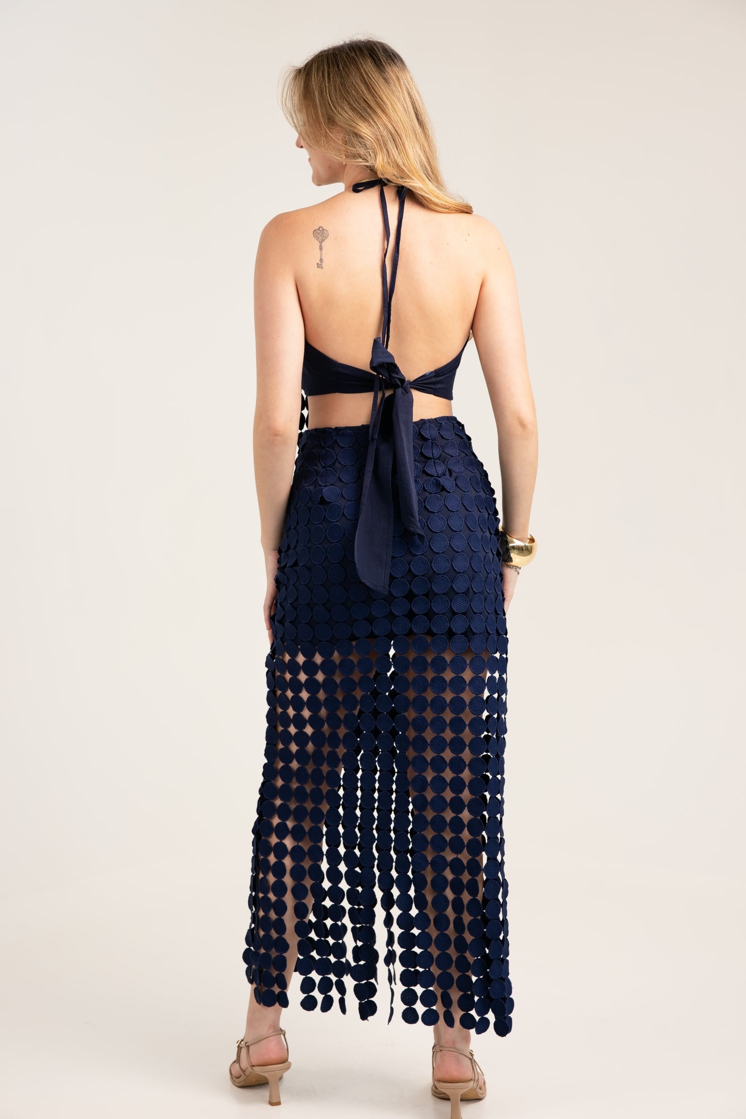 The Dottie Lace Halter Top & Sheer Maxi Skirt Set