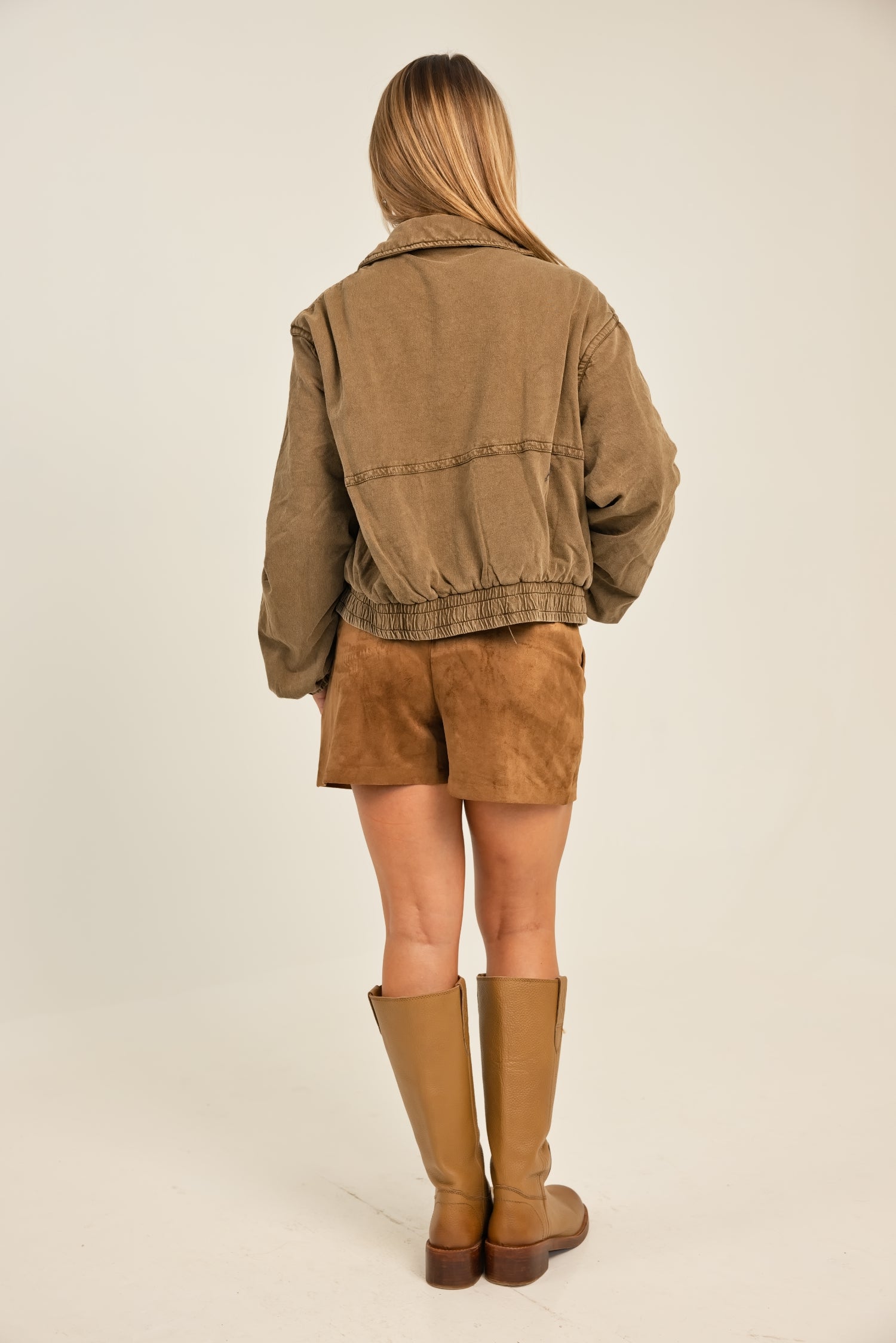 Free People Birdie Washed Jacket Olive Green