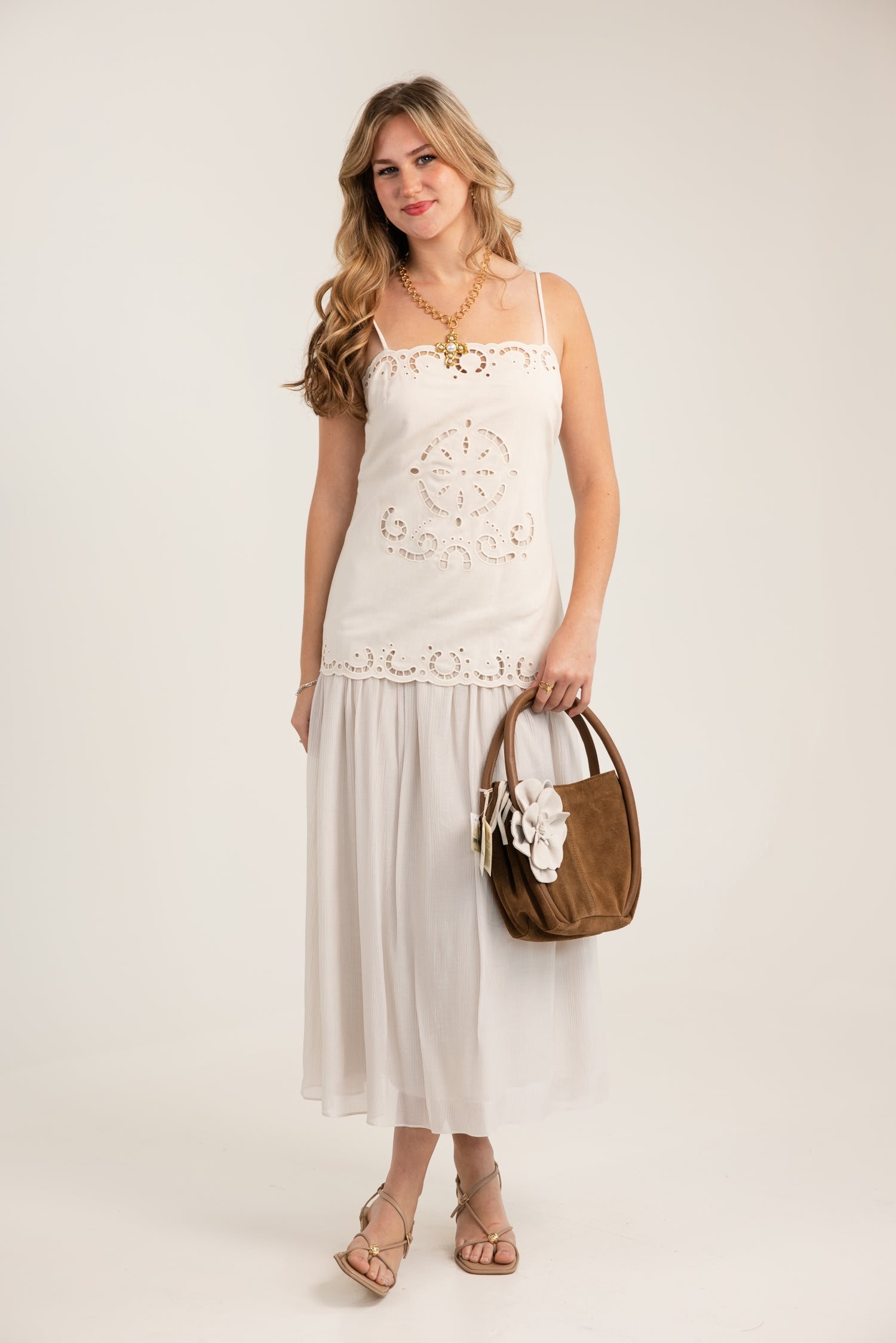 The Turning Heads Tie Tube Top Midi Dress Cream