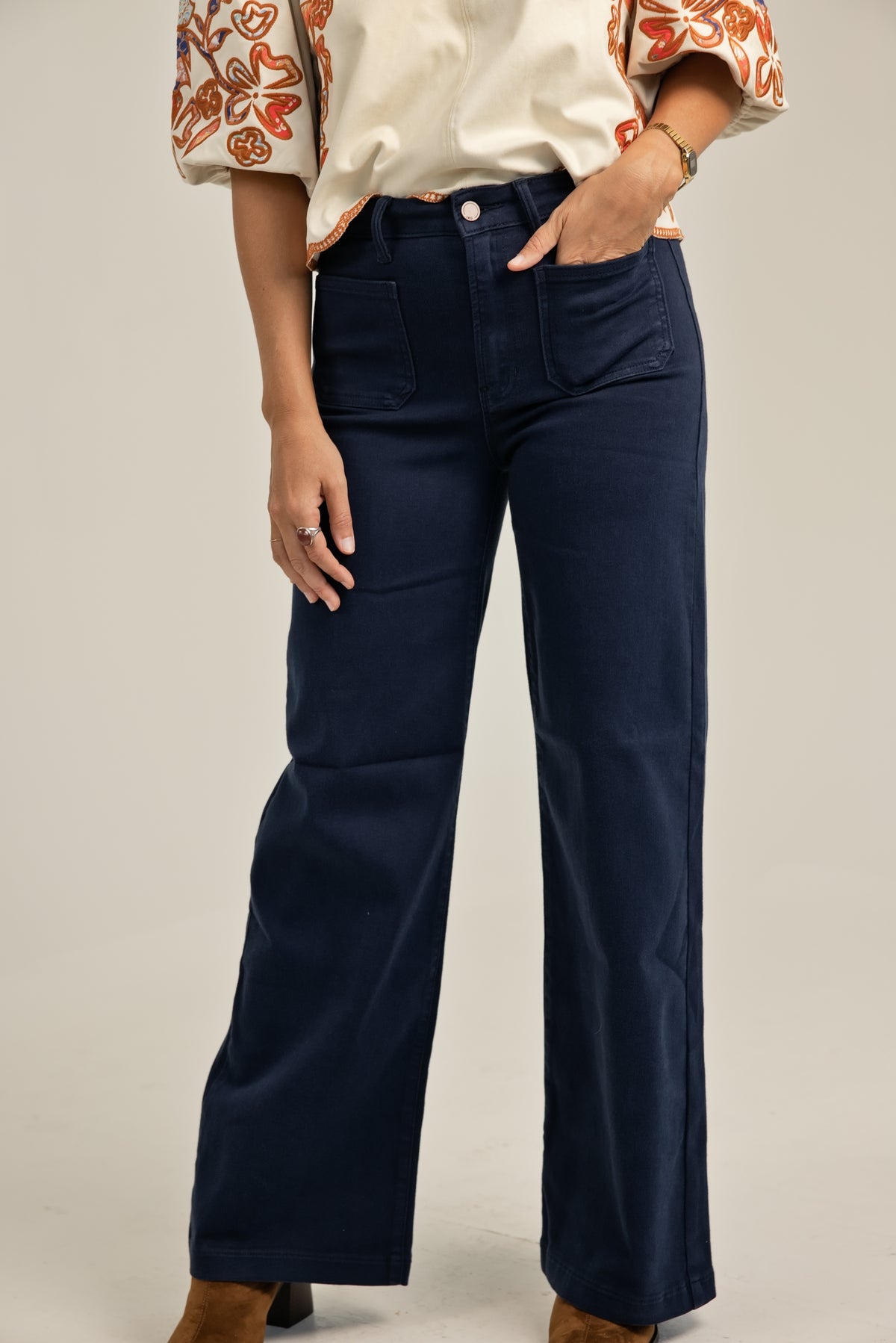 Just Black Denim Mini Patch Pocket Wide Leg