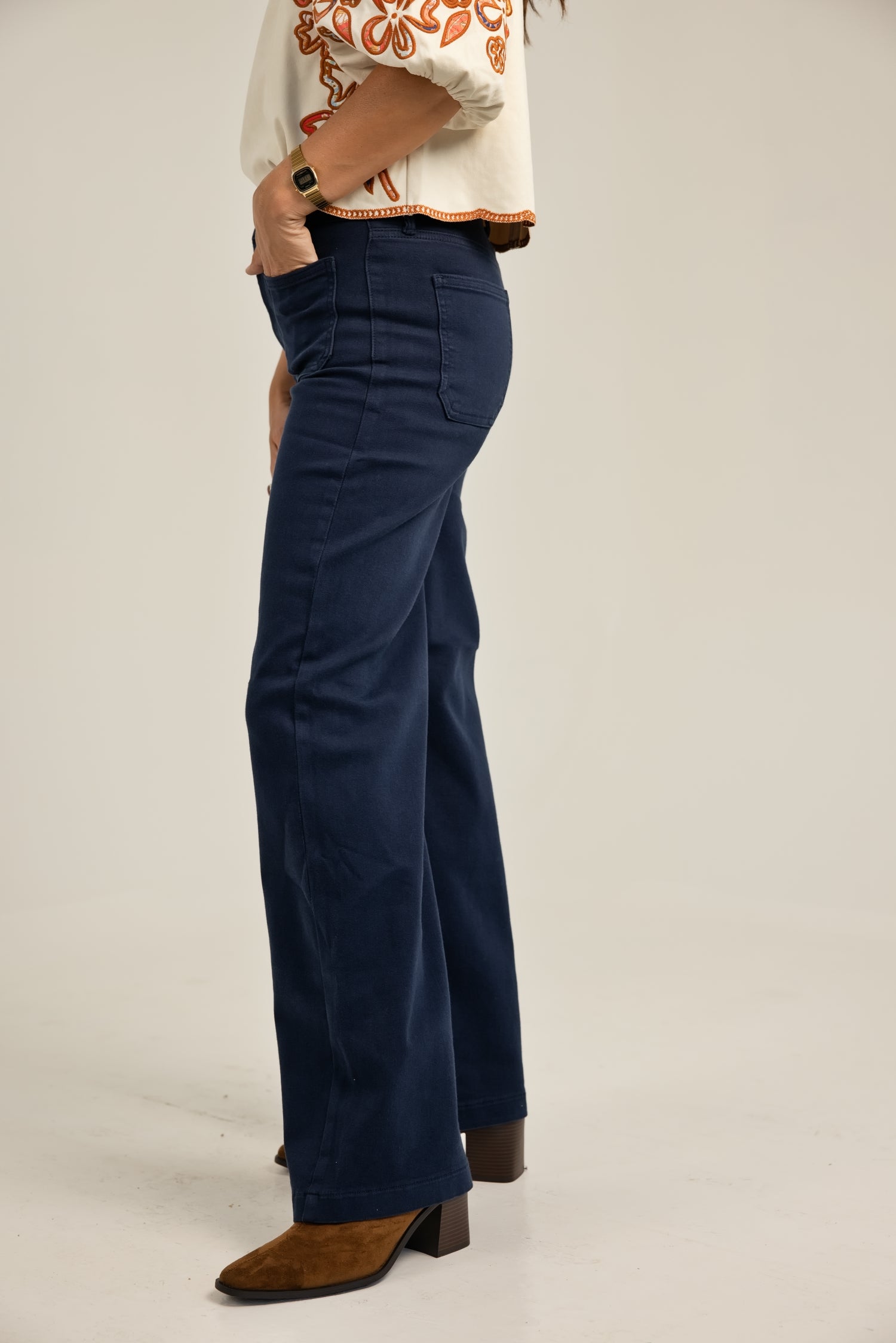 Just Black Denim Mini Patch Pocket Wide Leg