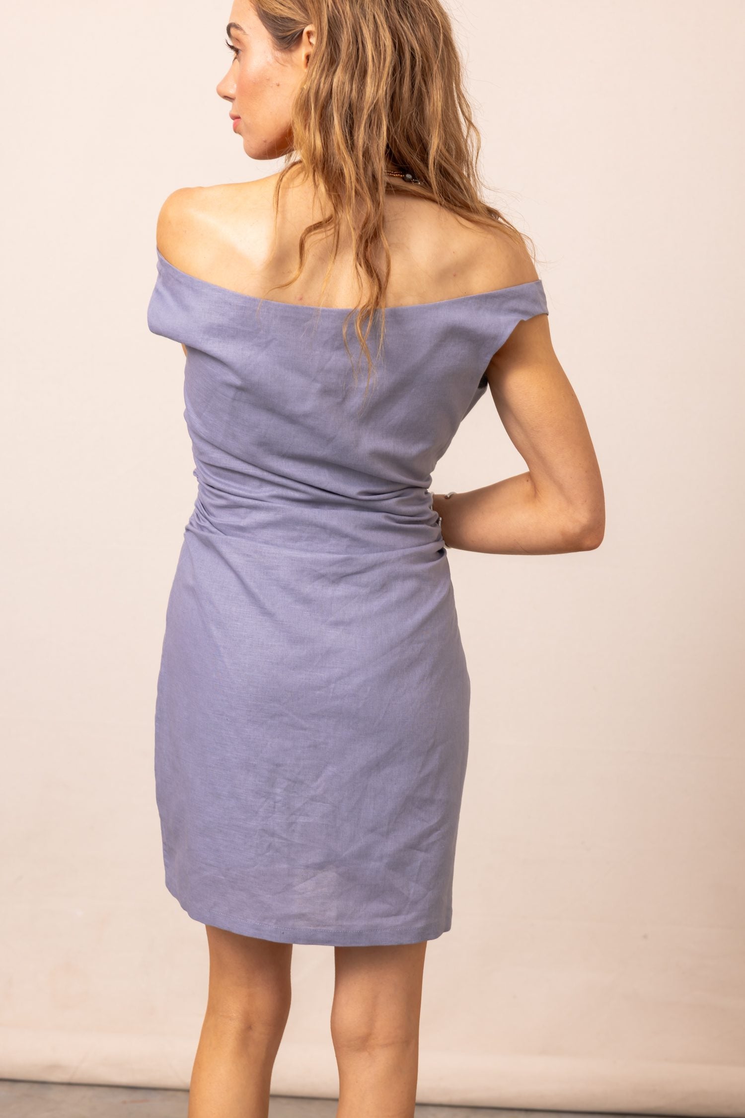 The Lori Linen Off Shoulder Mini Dress