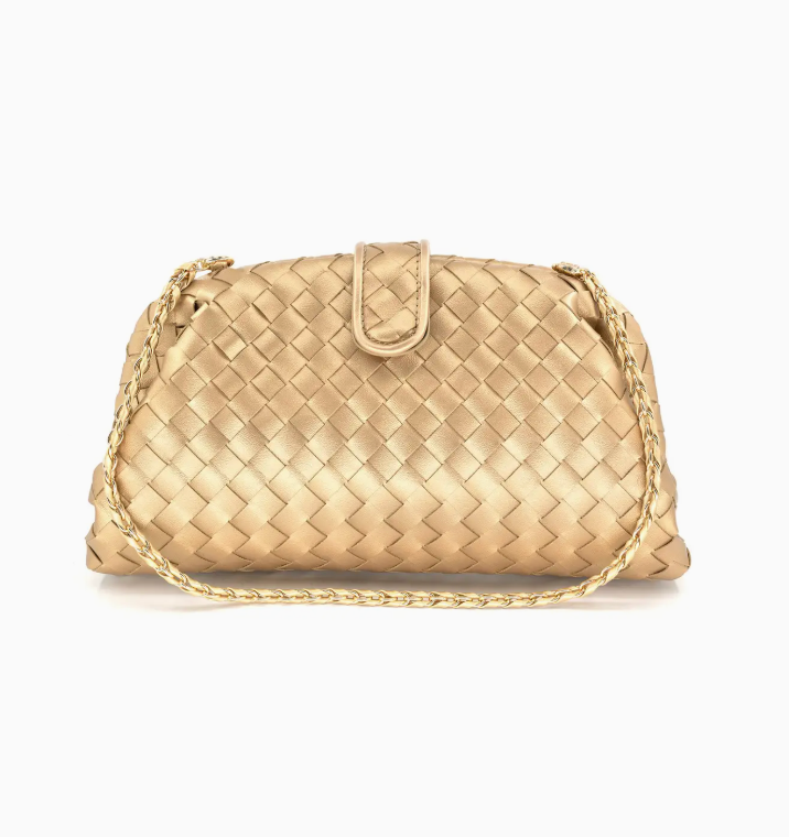 The Gala Woven Metallic Clutch