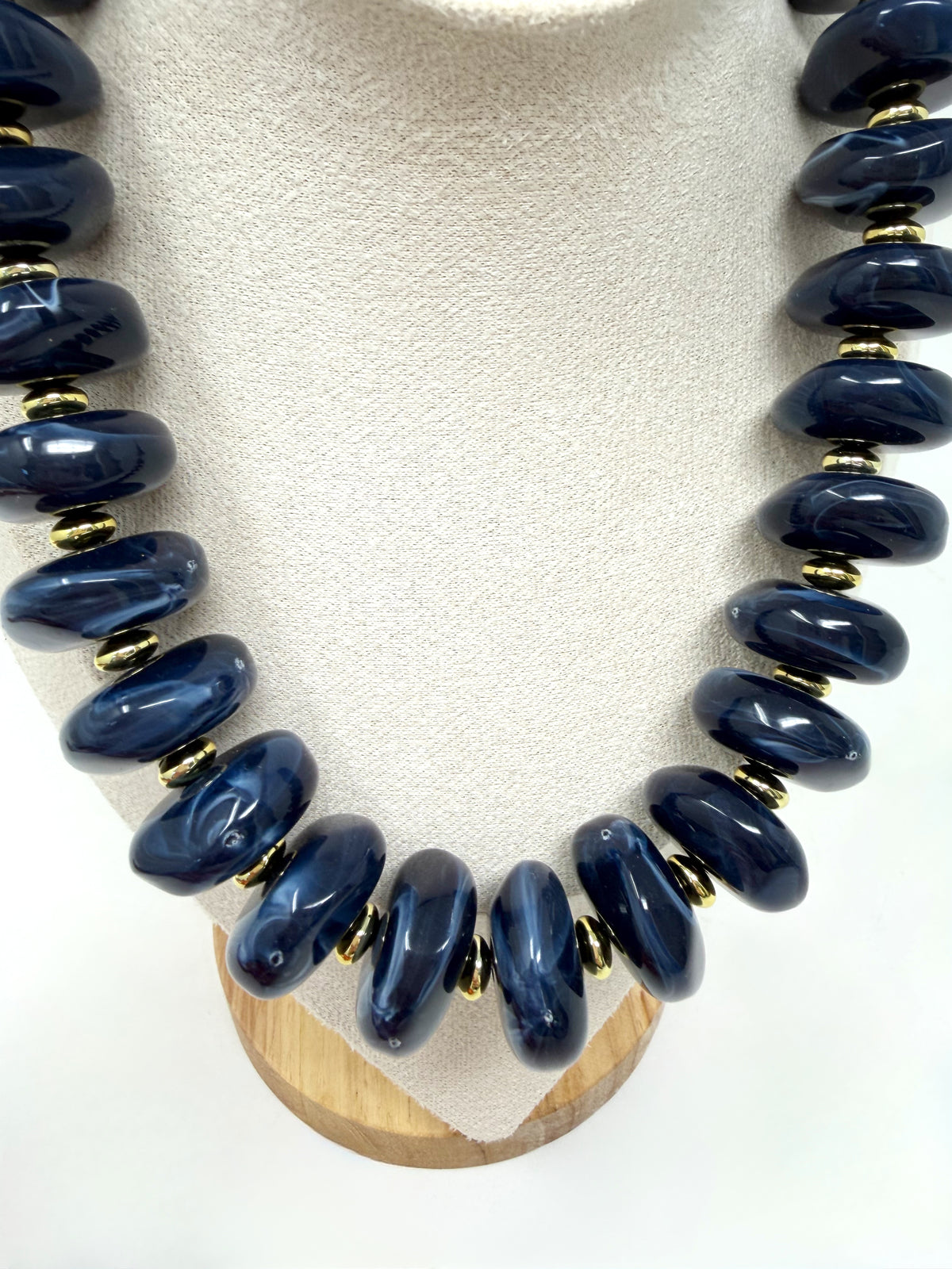 The Navy Randi Chunky Beaded Necklace