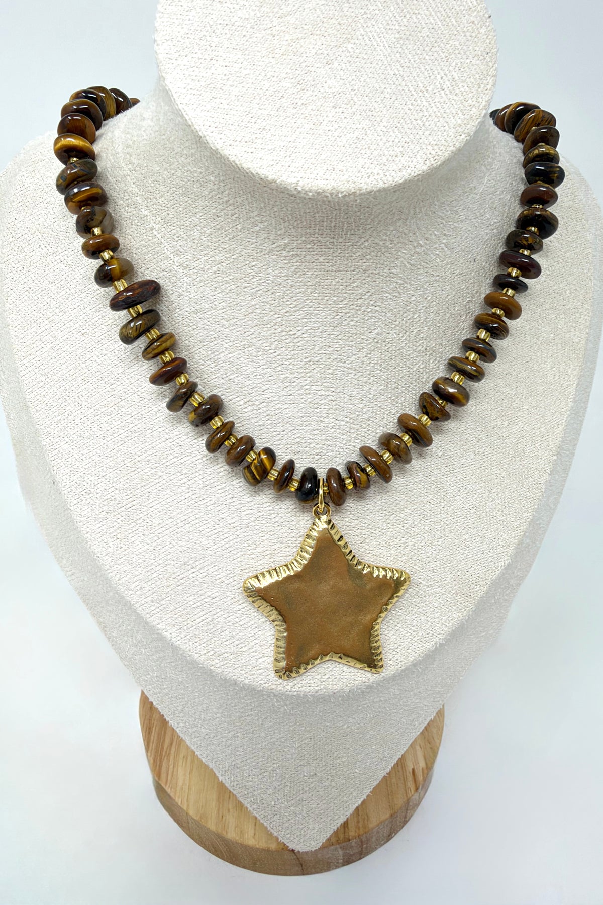 The Brilliant Brown Tiger Eye Beaded Necklace w/ Star