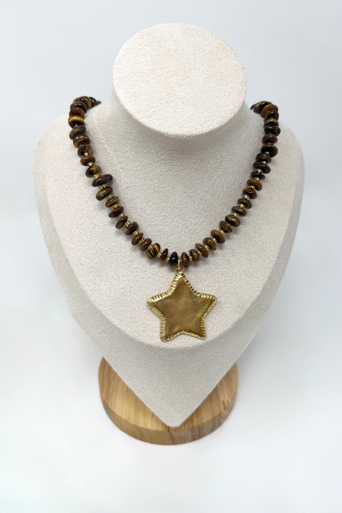 The Brilliant Brown Tiger Eye Beaded Necklace w/ Star