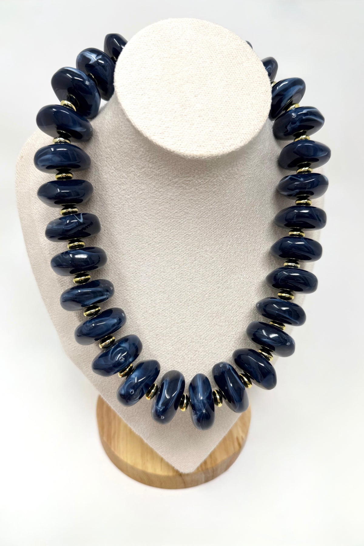 The Navy Randi Chunky Beaded Necklace