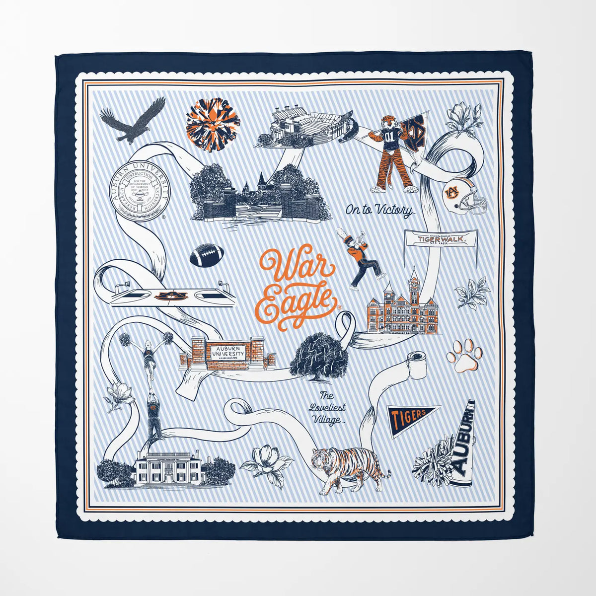 Auburn University Striped Silk Scarf